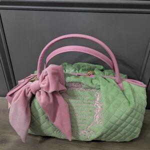 Juicy Couture Quilted Green and Pink Baby Bag